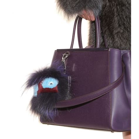 FENDI Bugs Charm Bag Charm Mink Fur Leather Metal Stud 